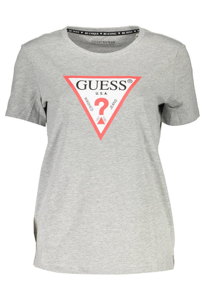 "GUESS JEANS T-SHIRT MANICHE CORTE DONNA GRIGIO"