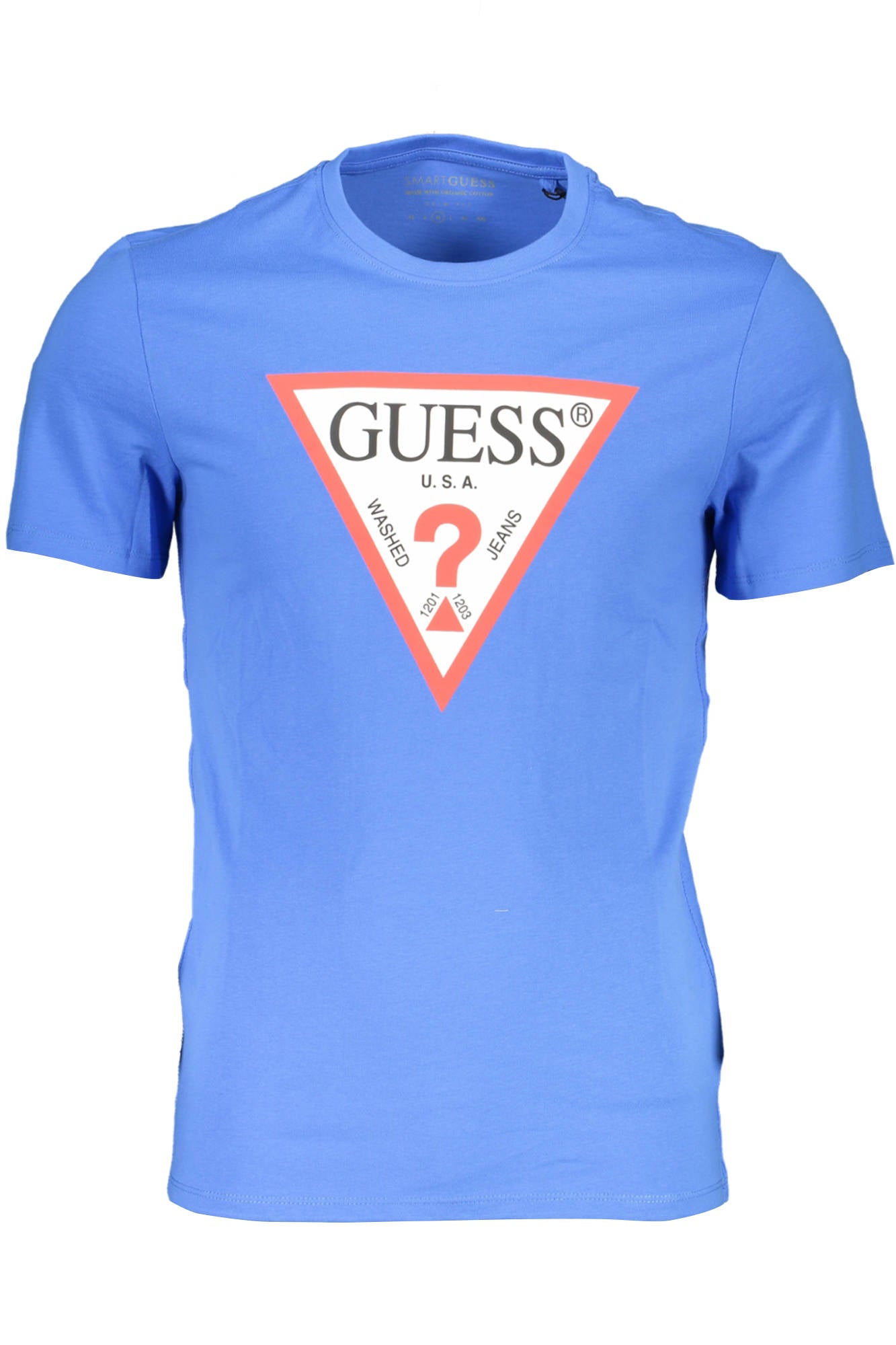 "GUESS JEANS T-SHIRT MANICHE CORTE UOMO BLU"